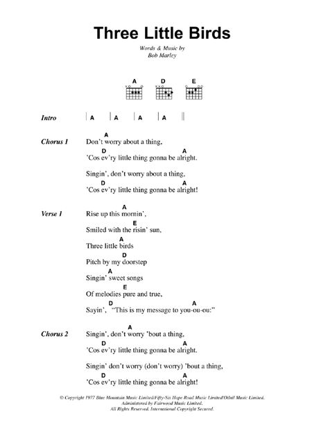 Three Little Birds Sheet Music | Bob Marley | Guitar Chords/Lyrics Freaks Guitar Chords, Bob Marley Lyrics, Guitar Chords Chart, Bob Marley Songs, Songs Guitar, Sheet Music For Guitar, Bob Marley Music, Music For Guitar, Guitar Tabs Songs