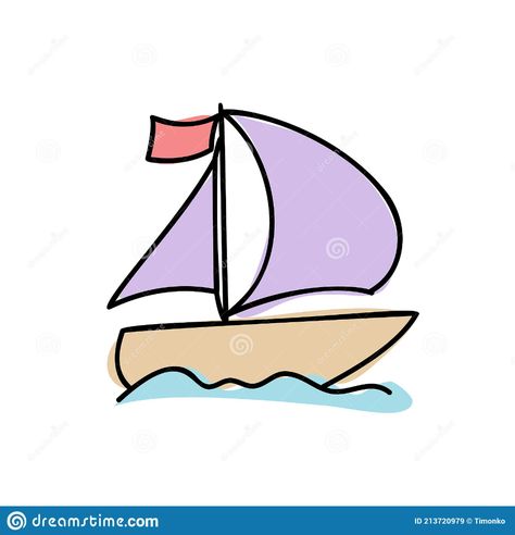 Boat Doodle Easy, Sailboat Cartoon, Easy Boat Drawing, Cartoon Boat, Boat Doodle, Boat Drawing Simple, Sink Drawing, Sailboat Drawing, Boat Icon