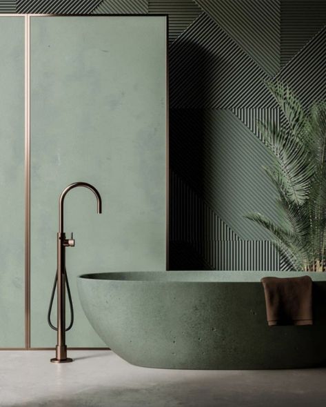 Concrete Bathtub, Concrete Bath, Monochromatic Interior, Stone Bathtub, Monochrome Interior, Greenhouse Interiors, Bathroom Design Trends, Colour Texture, Coastal Vibes