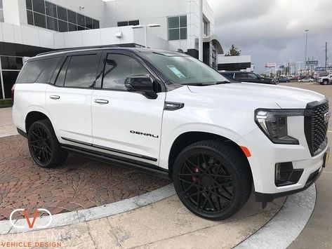 2021 GMC Yukon with 24” Status Griffin Wheels and 305/ 35R24 Vogue Signature V SCT2 Tyres #2021 #GMC #Yukon #GMCYukon #24inch #StatusWheels #Griffin #VogueTyres #CVDauto #CVD #CustomVehicleDesign #CVD2020 Yukon Denali Ultimate 2023, White Gmc Yukon Denali With Black Rims, White Gmc Yukon, Gmc Denali Yukon, 2021 Gmc Yukon Denali, Yukon Car, Dream Cars Lexus, White Suv, Gmc Denali