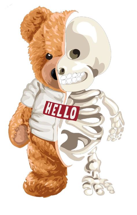 Half Skeleton, Teddy Bear Png, Bear Png, Bear Love, Teddy Bear Wallpaper, T Shirt Logo Design, Desain Buklet, Teddy Bear Design, Shirt Logo Design