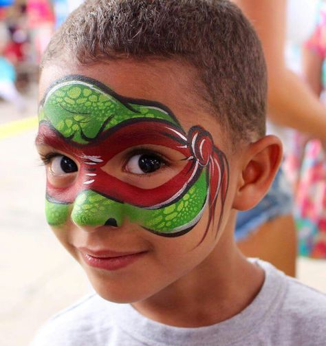 M Ninja Turtle Face Paint, Superhero Face Painting, Easy Face Painting Designs, Face Painting For Boys, Face Painting Tutorials, Face Painting Easy, Kids Face Paint, Pintura Facial, Simple Face