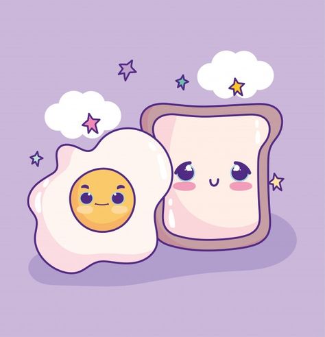 Egg Bread, Star Cloud, Couple Wallpaper, Fried Food, Fried Egg, Instagram Feed, Premium Vector, Dachshund, Vector Illustration