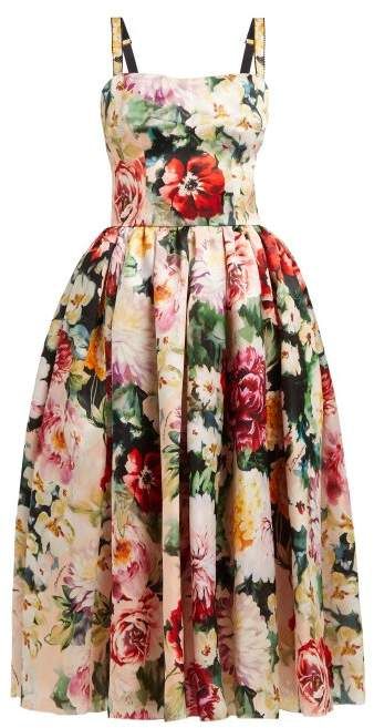 Dolce & Gabbana - Floral Print Silk Organza Dress - Womens - Multi Dolce And Gabbana Dress, Silk Organza Dress, Gabbana Dress, Peplum Tops, Light Pink Dress, Dolce Gabbana Dress, Organza Dress, Flared Dress, Satin Midi Dress