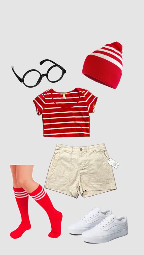 Waldo costume idea #halloween #costumeidea #fall #womenscostume Wheres Waldo Costume For Women, Waldo Halloween Costume Women, Waldo Halloween Costume, Where's Waldo Costume, Waldo Costume, Halloween Costumes For Teens Girls, Wheres Waldo, Halloween Costume Outfits, Halloween Costumes For Teens