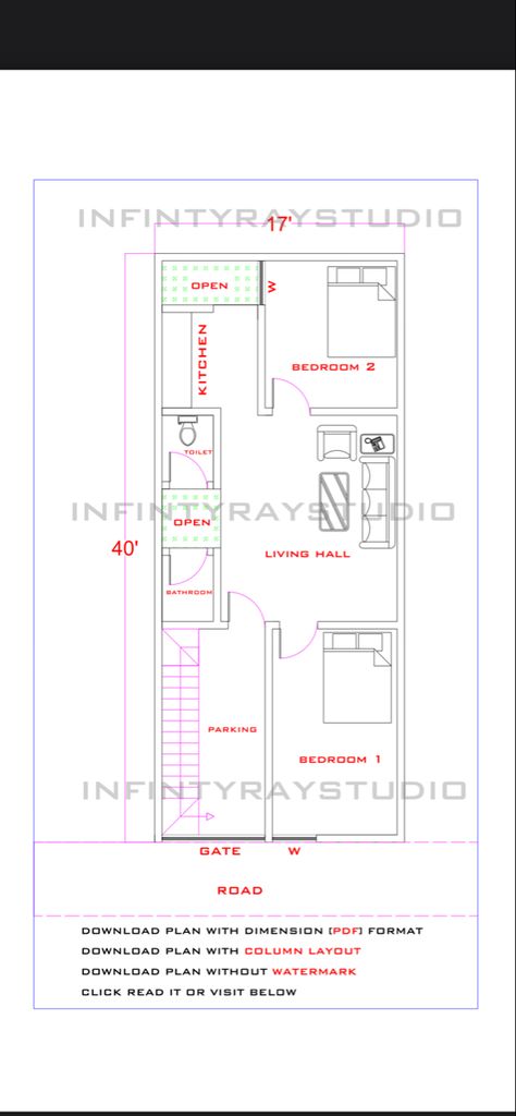 👉👉👉👉👉DONWLOAD PLAN PDF FORMAT ✅✅✅✅CLICK READ IT OR VISIT #17x40houseplan #17x40housedesign #17by40floorplans #17*40housemap #infintyraystudioplans 17×40 House Plan 2bhk, 17x40 House Plans 2bhk, 17×40 House Plan, Fabrication Work, Plan Floor, 2bhk House Plan, Living Hall, Staircase Railings, Basic Drawing