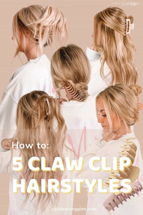 Claw clips are back in so here are 5 easy claw clip hairstyles you have to try this summer! Easy hairstyles | quick hairstyles | long hair | medium hair | short hair | summer hairstyles 2021 | 2022 | hair tutorials | how to | beauty | updo | bun | messy bun | half up | y2k hairstyles | 2000s | trendy hairstyles | tiktok | #cassiescroggins #hairstyles #clawclip #trendy Easy Claw Clip Hairstyles, Hair Clips Hairstyles, Claw Clip Hairstyles, Hair Clip Hairstyles, Easy Trendy Hairstyles, Bride Hair Clips, Long Hair Clip, Swimming Hairstyles, Trendy Hairstyle