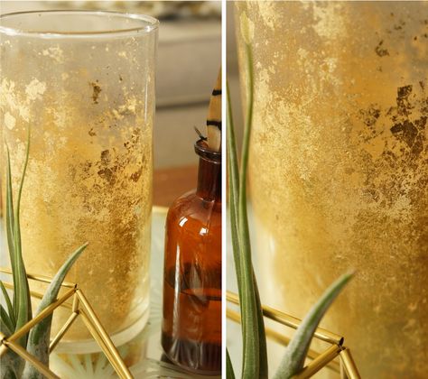 Harvesting Love Events: DIY Gold Mercury Vase Diy Gold Vase Centerpieces, Diy Mercury Glass Vase, Gold Vase Centerpieces, Mercury Vases, Mercury Glass Diy, Mercury Glass Vase, Floral Arrangement Ideas, Vases Diy, Wooden Signage