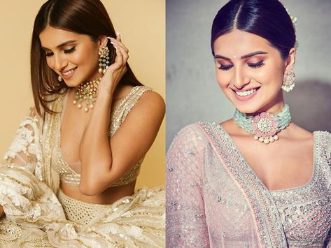 Beautiful Lehengas, Sabyasachi Wedding, Jasmin Bhasin, Sabyasachi Bridal, Choker Design, Tara Sutaria, Kundan Jewellery Bridal, Kundan Jewellery Set, Wedding Necklace Set