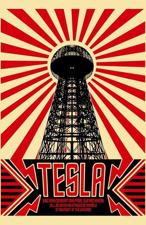 Nicola Tesla, Russian Constructivism, Gambar Lanskap, Nicolas Tesla, Tesla Coil, Propaganda Art, Vintage Poster Design, Plakat Design, Shepard Fairey