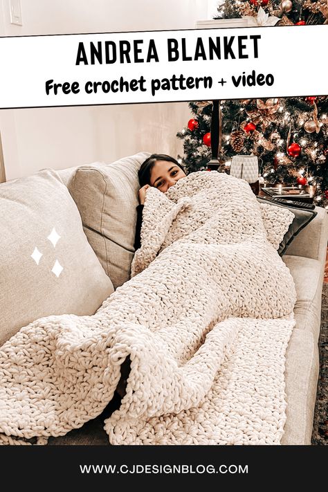 Crochet a Chunky Blanket in 4.5 hours – Free pattern - CJ Design Blog Blanket Yarn Crochet Blanket Pattern, Crochet A Chunky Blanket, Bernat Blanket Yarn Patterns, Blanket Yarn Patterns, Chunky Yarn Crochet Pattern, Cj Design, Chunky Blanket Pattern, Free Crochet Baby Blanket, Chunky Yarn Crochet