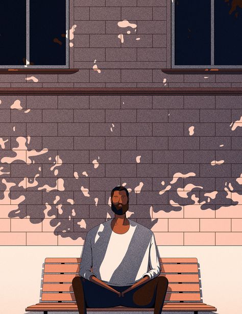 Light And Shadow, Self Love, Illustrator, Bench, Illustrations, Wall