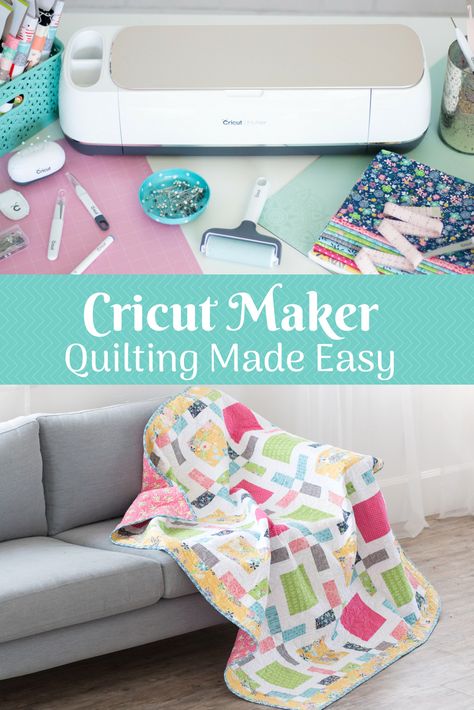 Create a Quilt the Easy Way with the Cricut Maker Cricut Quilts, Cricut Quilting, Cricut Materials, Quilting Fabric Projects, Circuit Maker, Cricut Tips, Riley Blake Fabric, Cricut Projects Beginner, Beginner Sewing Projects Easy