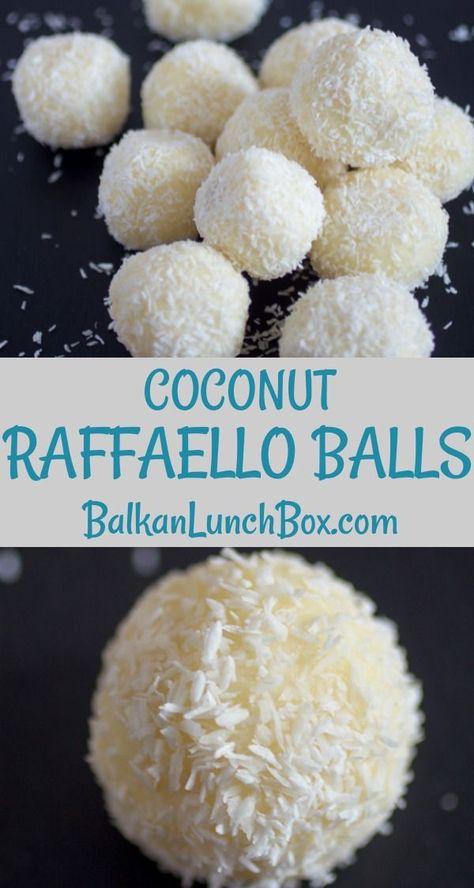 Raffaello Balls, Cultural Recipes, Coconut Recipe, Almond Desserts, Coconut Balls, Slow Cooker Desserts, Serbian Recipes, Filled Cookies, Bliss Balls