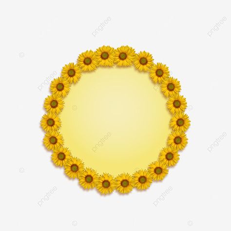 Circle Green Screen, Flower Round Frame, Circle Borders, Yellow Circle, Sunflowers Background, Border Png, Sunflower Png, Flower Circle, Leaves Vector