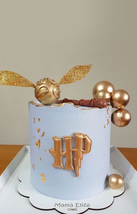 harry potter cake, harry potter birthday cakes, harry potter cake ideas, birthday cake ideas, cake ideas Harry Potter 18th Birthday Cake, Harry Potter Simple Cake, Blue Simple Cake, Easy Harry Potter Cake, Cake Ideas Blue, Harry Potter Cake Ideas, World Cake, Cake With Gold, Harry Potter Birthday Cake