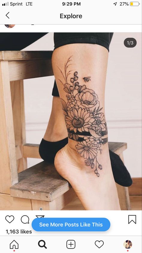 Floral Wrap Around Ankle Tattoo, Inner Ankle Tattoos, Wrap Around Ankle Tattoos, Ankle Foot Tattoo, Flower Leg Tattoos, Tatuaje Cover Up, Wrap Tattoo, Tattooed Girls, Anklet Tattoos