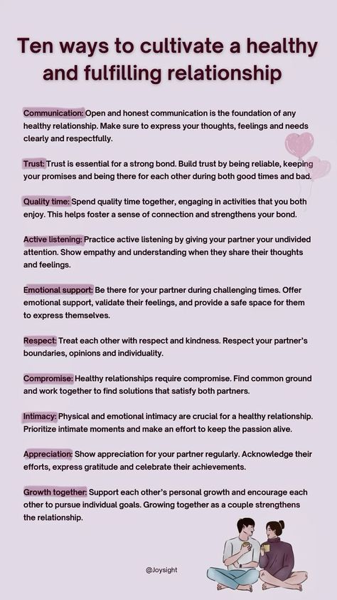 10 ways to cultivate a healthy and fulfilling relationship Healing Relationships, Communication Relationship, Relationship Stuff, Relationship Lessons, Relationship Therapy, Healthy Communication, Relationship Advice Quotes, Relationship Psychology, Best Relationship Advice