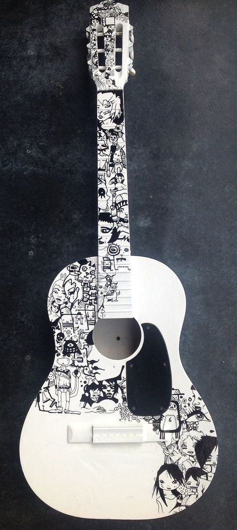 acoustic guitar Custom Acoustic Guitar Art, Guitar Art Diy, Arte Do Ukulele, Acoustic Guitar Art, Electric Guitar Art, Custom Acoustic Guitars, Guitar Illustration, Art Guitar, Instruments Art