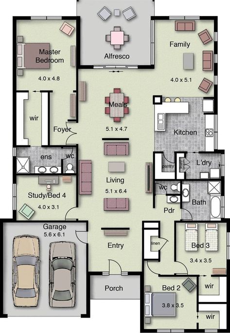 Hotondo Homes, Luxury Floor Plans, Pelan Rumah, 4 Bedroom House Plans, Home Design Floor Plans, Villa Plan, Sims House Plans, House Layout Plans, Family House Plans