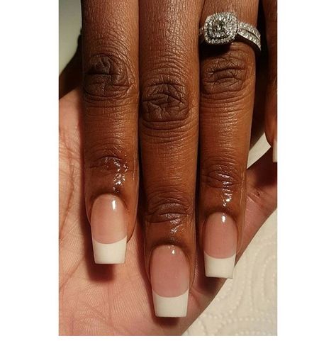 French manicure, nails by @nailsbyfoxxy French Manicure On Black Women, Black Women French Tip Nails, French American Nails Natural, French Tip Black Women, American Manicure Nails Acrylic, Bridal French Manicure, American French Nails, American French Manicure, French Tip Nails Black