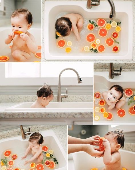 1st Birthday Ideas, Baby Milk Bath, Milk Bath Photos, Half Birthday Baby, Citrus Bath, Bath Pictures, Milk Bath Photography, Bath Photography, Baby Boy Pictures