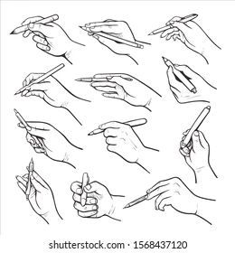 Hand Holding Pen, Hand Drawings On Hand, Holding Pen, Hand Drawings, Black And White Illustrations, Hand Drawing Reference, Hand Reference, Commercial Art, Book Drawing