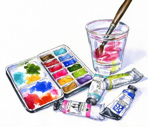 Pastel Sec, Watercolor Books, Watercolor Paint Set, Sketch A Day, Painting Medium, Watercolor Palette, Dessin Adorable, Watercolor Sketch, Urban Sketching