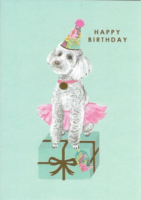 Poodle Birthday Party, Poodle Party Theme, Party Poodle, Poodle Party, Poodle Happy Birthday, Greeting Card Sentiments, Poodle Card, Happy Birthday Dog, Love Scrapbook