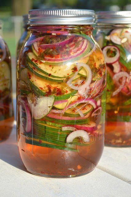 Spicy Pickled Cucumbers, Vegetarian Buffet, Jalapeno Relish, Refrigerator Pickle Recipes, Pickled Cucumbers, Spicy Pickles, Cucumbers And Onions, Cucumber Recipes, Pickling Cucumbers