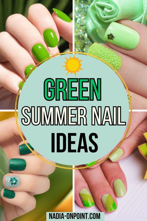 Nail Ideas Aesthetic! Here are som fun and unique Green Summer Nail Ideas. nail ideas for summer green | green summer nail designs | green nail designs summer | summer long nail ideas green | summer nail inspo mint green | summer nail designs with green | green summer nail art designs | holiday nail inspo summer green | green summer nail colors | olive green nail ideas summer | green nail designs summer bright colors | mint green summer nail designs. Green Nails Acrylic Summer, Fun Summer Nails Green, August Green Nails, Summer Gel Nails Green, Cute Summer Nails Green, Short Summer Nails Green, Bright Green Nails Designs Summer, Green Summer Nails Acrylic, Green Nail Ideas Summer