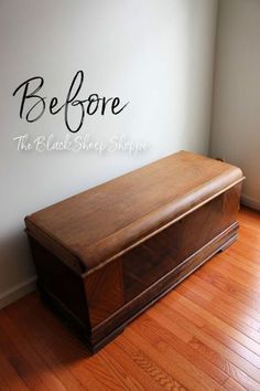 Hope Chest In Living Room, Upcycled Cedar Chest, Cedar Chest Upcycle, Antique Chest Makeover, Chest Refurbished Ideas, Chest In Front Of Bed, Antique Hope Chest, Painting A Cedar Chest, Update Cedar Chest