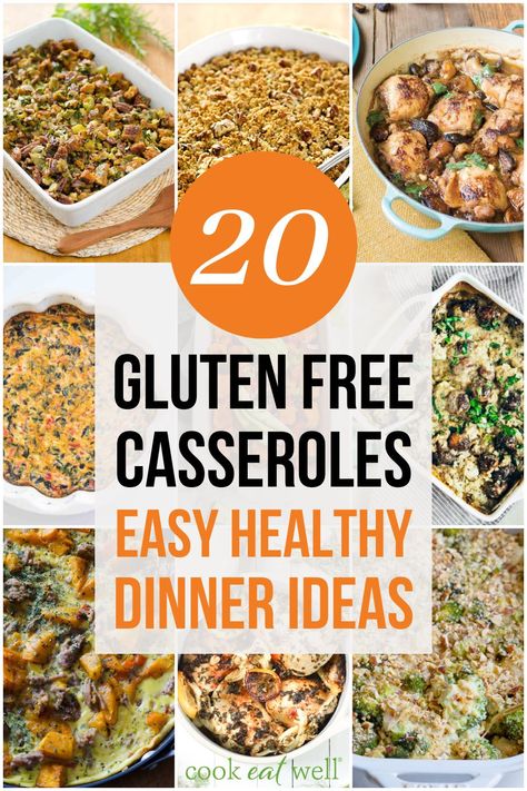 Looking for an easy and delicious and healthy comfort food recipe? These gluten-free casseroles have you covered. From creamy to crunchy and main dishes to vegetable sides to one-pot wonders, the whole family will love these easy meals. From meat to vegetables and from breakfast to dinner, you'll find easy-to-make meals and ways to meal prep these recipes for time saving ways to get dinner on the table in record time. Gluten And Dairy Free Recipes For Dinner Casserole, Gluten Free Recipes One Pot, Gluten And Dairy Free Lunch Recipes, Gluten Free Dorm Meals, Vegetable Side Dishes Gluten Free, Easy Gluten Free Casseroles, Celiac Safe Recipes, One Pot Meals Gluten Free, Gluten Free Casserole Recipes For Dinner