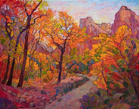 American Impressionism, Erin Hanson, Angels Landing, Contemporary Impressionism, Southwest Desert, Wooden Jigsaw Puzzles, Wooden Jigsaw, Puzzle Design, Zion National Park