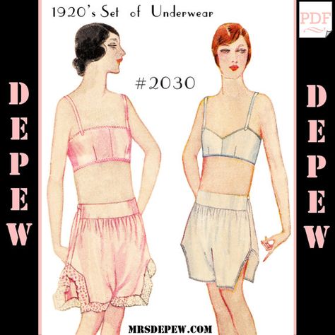 Vintage Sewing Pattern Reproduction 1920's Bandeau Bra and 1920s Costume, Lingerie Patterns, Bra Sewing, Sewing Lingerie, Womens Clothing Patterns, Bra Pattern, Paper Sewing Patterns, Motif Vintage, Bandeau Bra