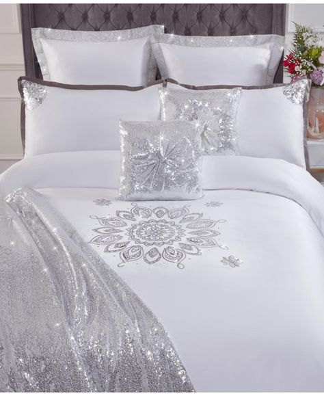 in stock Square Pillows On Bed, Bling Bedroom Ideas, Modern Glam Bedroom Decor, Queens Bedroom, Redoing Bathroom, Sparkly Bedroom, Cozy Glam Bedroom, Queen Decor, Bling Bedroom