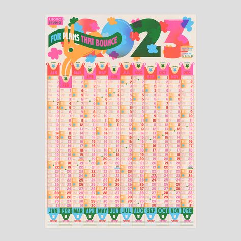 Graphic Design Calendar, Winter Calendar, Design Calendar, Lithography Prints, 달력 디자인, Miss Moss, Year Planner, Wall Planner, 2023 Calendar