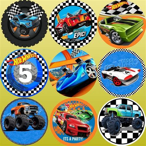 Hot Wheels Cupcakes Toppers, Hot Wheel Printables, Hot Wheels Party Favors, Hot Wheels Cupcakes, Hot Wheels Themed Birthday Party, Hot Wheels Invitations, Bolo Hot Wheels, Hot Wheels Wall, Monster Jam Party