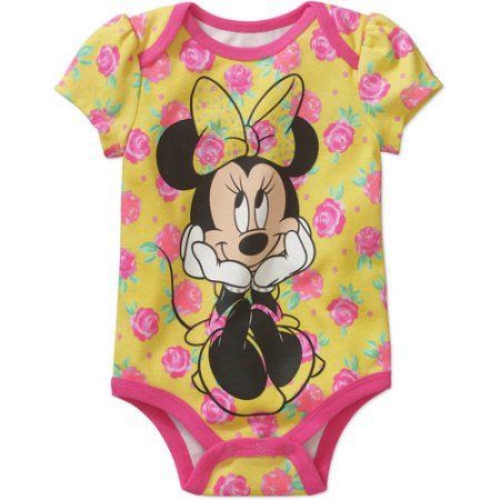 Minnie Mouse Newborn Baby Girls' Floral Bodysuit, Newborn Girl's, Size: 12M, Yellow Minnie Mouse Baby, Disney Baby Clothes, Reborn Baby Girl, Baby Minnie Mouse, Floral Bodysuit, Baby Shorts, Children Clothes, Floral Baby