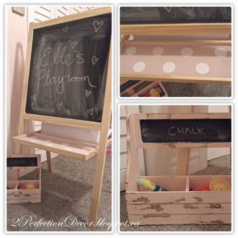 Ikea Mala Easel, Ikea Mala, Nautical Home Decorating, Chalkboard Easel, Polka Dot Wall Decals, Girls Playroom, Kids Playroom Decor, Home Decor Blog, Playroom Ideas