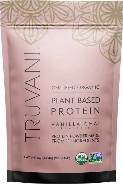 Truvani Organic Vegan Protein Powder Vanilla Chai Protein Powder Vanilla, Organic Protein Powder, Dairy Free Low Carb, Pea Protein Powder, Gluten Dairy Free, Plant Based Protein Powder, Vanilla Chai, Organic Protein, Vegan Protein Powder