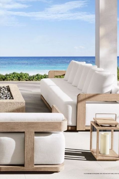 Transform your backyard into a breathtaking oasis with these luxe design ideas. Check LUXXU´s website and get +20% Off on Outdoor Collection Until June 20th, 2024 Rh Beach House, Rh Outdoor, Modern Outdoor Sofas, Luxury Outdoor Furniture, Outdoor Living Design, Outdoor Furniture Decor, Outdoor Couch, Elegant Sofa, Modern Outdoor Furniture