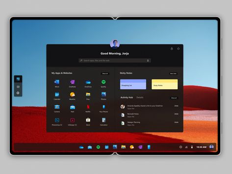 Windows 10x for foldable devices by Cage Ata Windows 11 Desktop Ideas, Desktop Homescreen, Desktop Customization, Design For Windows, Windows Themes, Smartphone Design, Desktop Themes, Budget App, Design Apps