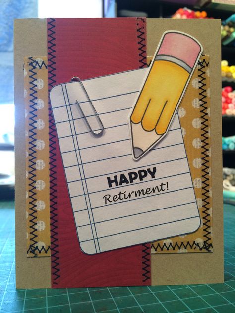 School happy retirement handmade card Diy Retirement Cards, Retirement Cards, Teacher Cards, Happy Retirement, Paper Crafts Cards, Kids Cards, Homemade Cards, Paper Crafting, Cards Handmade