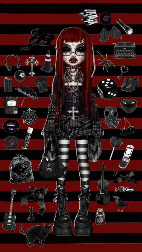 follow me on everskies! @st4rryeyes #everskies #everskiesoutfit #gothic #blackandred #goth #darkaesthetic #black #red Metal Outfit, Japanese Fashion, Dark Aesthetic, Black Red, Follow Me, Black And Red, Red, Black