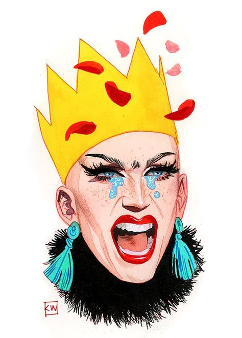 Drag Race Fan Art, Drag Illustration, Drag Illustration Art, Drag Race Poster Aesthetic, Kevin Wada, Sasha Velour, Drag Race Stickers, Queen Drawing, Rupauls Drag Race Meme Faces