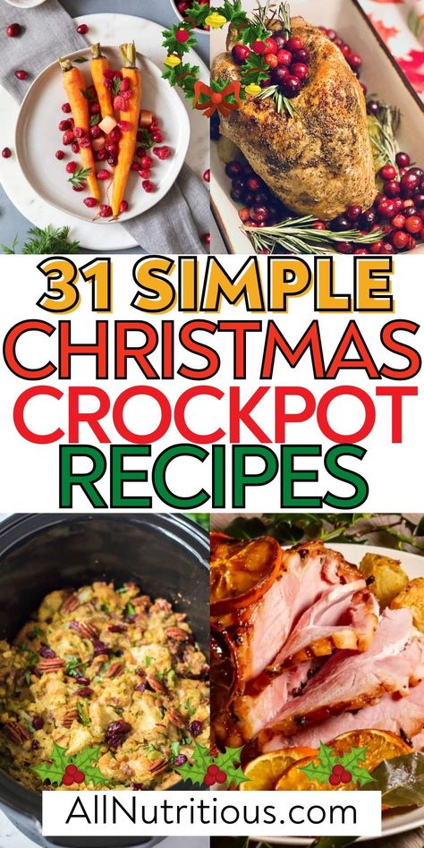 Discover the joy of cooking with our top Christmas food ideas. These are the best crockpot recipes to whip up this festive season from delightful desserts to make to meals for family dinners. Get inspired with our mouth-watering dishes that bring Christmas warmth to your table. Christmas Dinner Easy Simple, Easy Christmas Food Dinners, Easy Christmas Day Food Ideas, Easy Crockpot Christmas Dinner, Crockpot Christmas Eve Dinner Ideas, Christmas Dinner Easy Main Dishes, Christmas Meal Plan, Christmas Crockpot Dinner, Christmas Party Crockpot Recipes