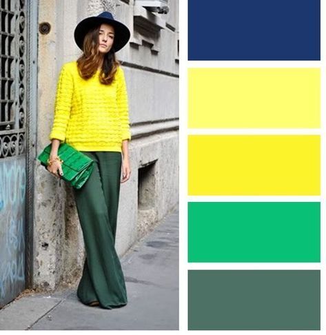 Yellow T Shirt Outfit, Hobbit Clothing, Green Colour Combinations, Yellow And Green Outfit, Yellow Color Combinations, Yellow Clothing, Colour Combinations Fashion, Color Combos Outfit, Color Combinations For Clothes