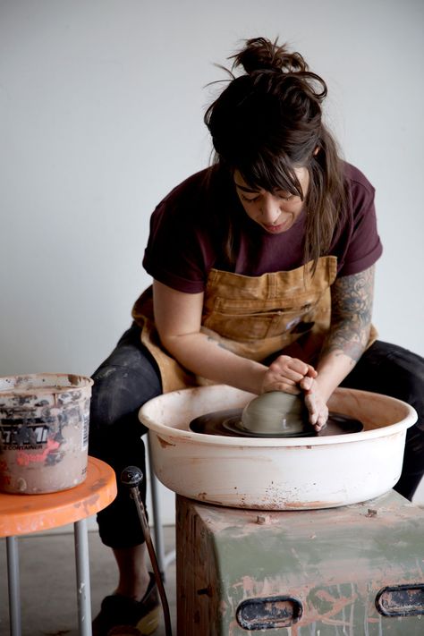 “I hope the feeling of joy that I have when I’m making the work translates into as much love and enjoyment for the person that ends up using the piece.” -Seattle Ceramic Artist Megan Sarraf Nordic Boho, Pottery Makers, Summer Color Palette, Split Legs, Polymer Clay Tools, White Ceramic Vases, Clay Tools, Sculpting Clay, Indoor Plant Pots