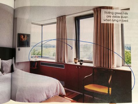 Interesting way of continuing window sill along whole length of wall; creates a natural length for curtains and a sort of 'dado' rail for objects Deep Window Sill Curtains, Sill Length Curtains, Deep Window Sill, Dado Rail, Curtain Length, Curtain Rails, Home Reno, Sitting Room, Window Sill